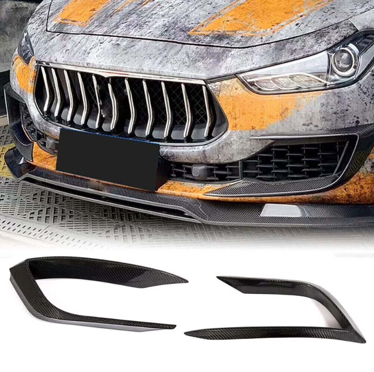 TUBIC Spoiler Anteriore per Auto per Maserati Ghibli Sedan 4-Door 2018-2021 Anteriore Spoiler Diffusore Protezione Dell'auto Frontali Spoiler Lip Kit Corpo