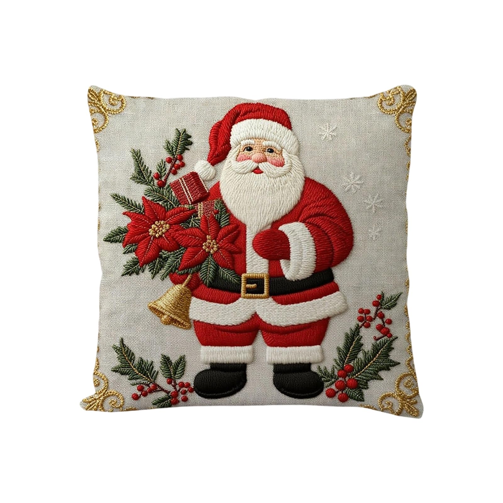 Tsophreniq Christmas Embroidered Linen Throw Pillow Case Reindeer Snowman Pattern Holiday Homes Decors Sofa Couch Cushion Cover Christmas Themed Linen Pillowcase