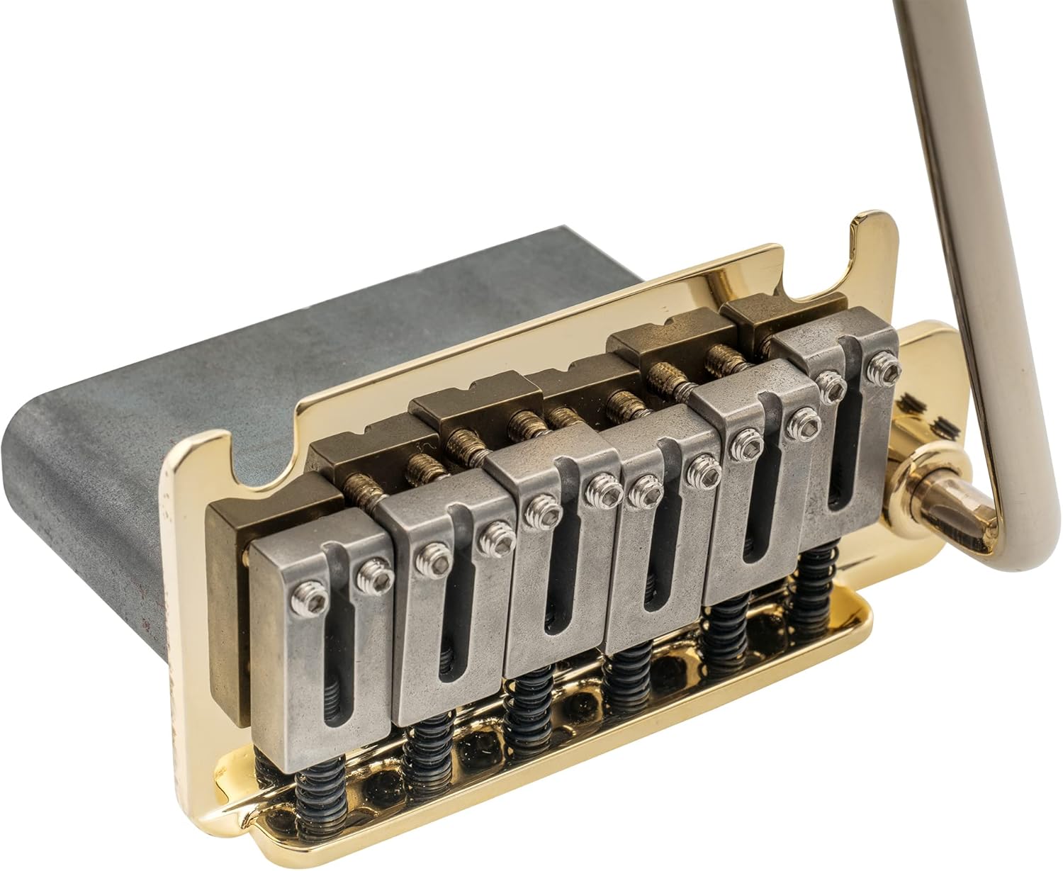 Musiclily Pro 52.5mm 2-Point Guitar Tremolo Bridge with Steel Saddles Steel Block for American Strat Electric Guitar, Gold