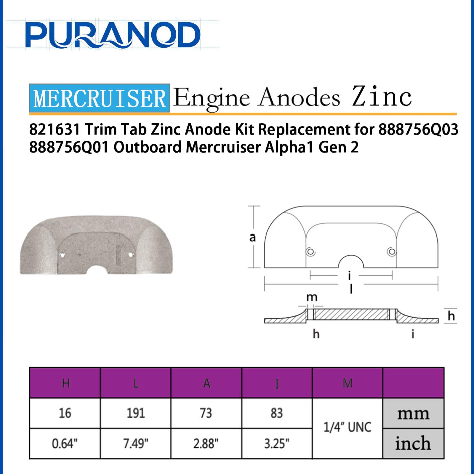 Amazon.com : 762145 806105 821629 821631 806189 Trim Tab Zinc