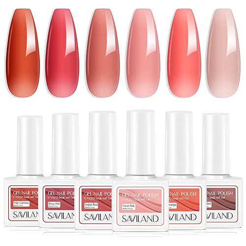 Miniatura 13 de Saviland Juego de esmaltes de uñas de gel: 6 colores clásicos de 0.3 fl oz, esmalte de gel blanco, negro, rojo, purpurina, remojado, UV LED, juego