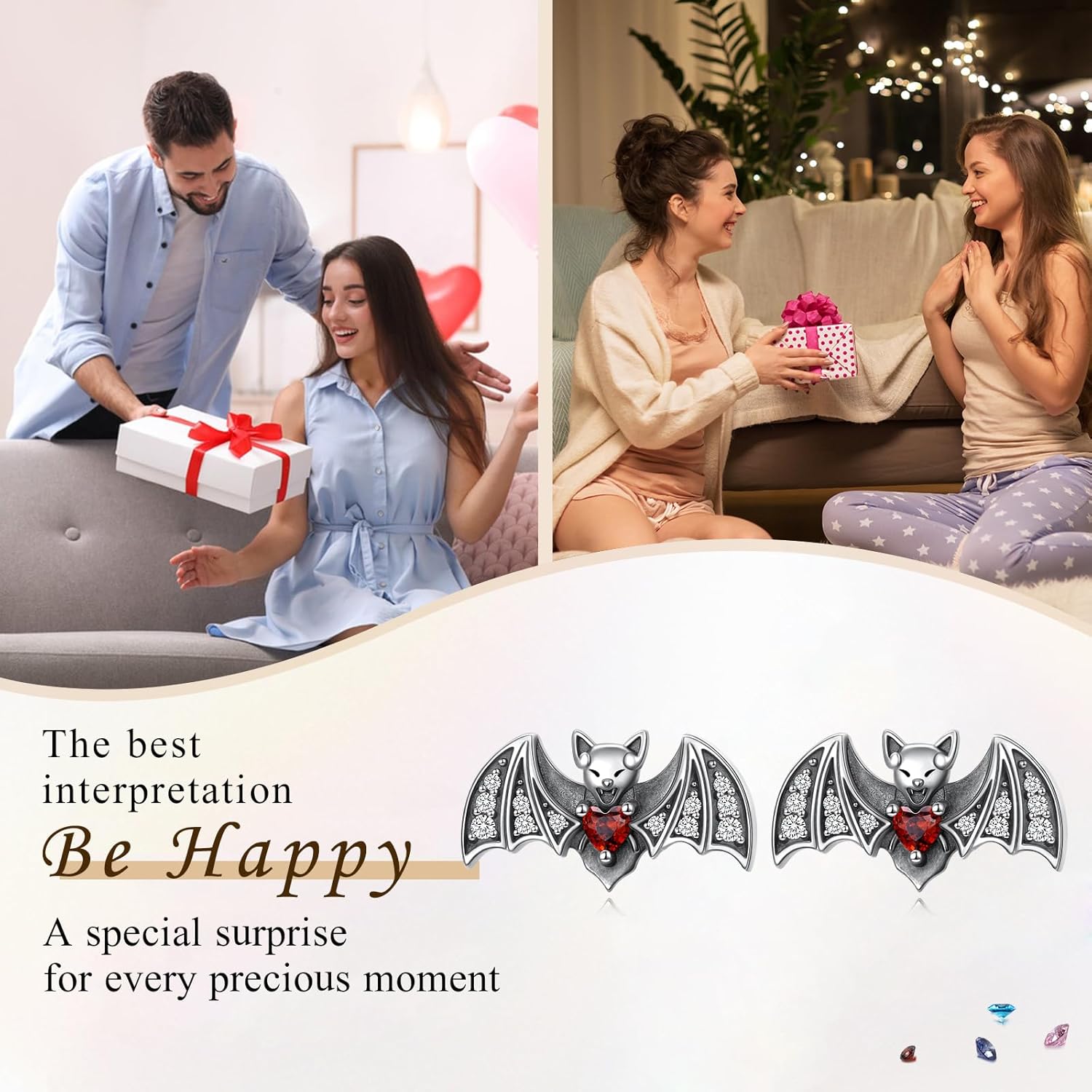 FLYOW 925 Sterling Silver Cute Animal Jewelry Hummingbird/Butterfly/Wolf/Corgi/Cat/Snake/Spider/Bat/Penguin/Bear/Opossum/Frog/Guinea Pig for Women Mother Friend Animal Lovers