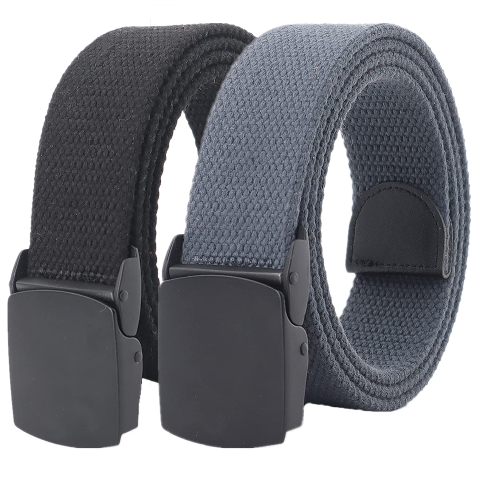 Cinturones de trabajo para hombre, Cinturones for hombres y mujeres, cinturón táctico militar resistente de liberación rápida, hebilla de aleación negra, cinturón de lona de algodón(Black and Gray,120