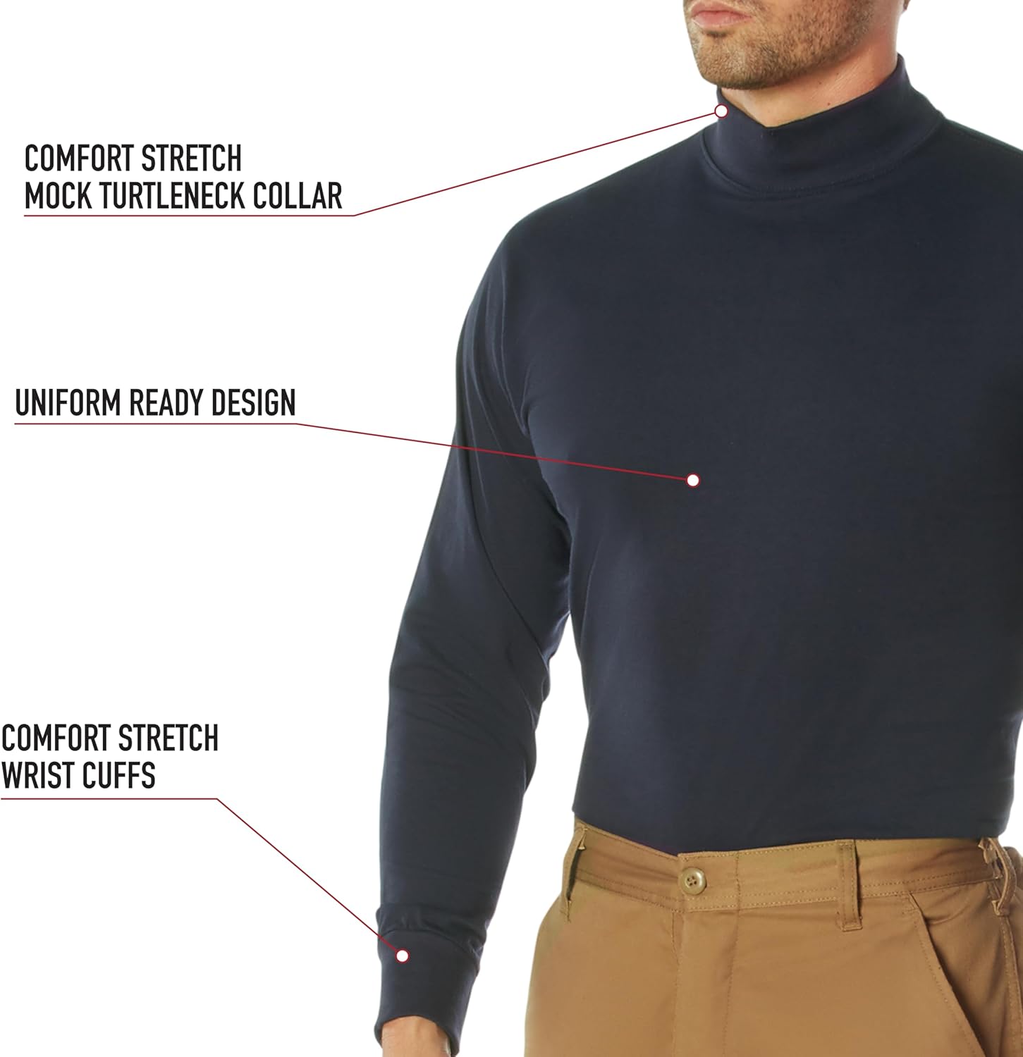 Rothco Mock Turtleneck - Professional Long Sleeve Uniform Comfortable Base Layer Shirt