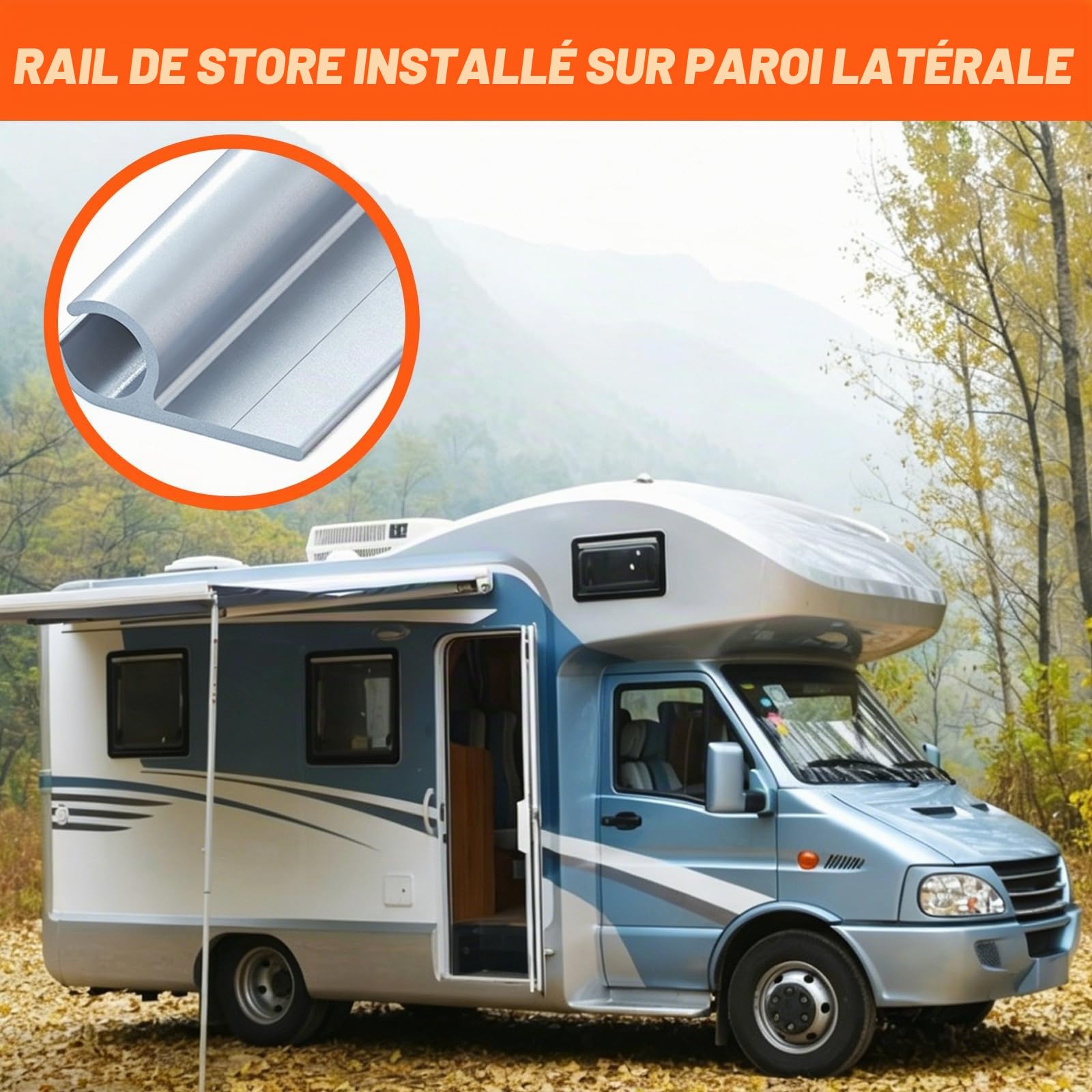BRGD 8 Pièces 50cm Bande D'auvent en Aluminium, Rail d'attache Canal C 45° Rail d'auvent pour Camping-Cars, Caravanes et Tentes