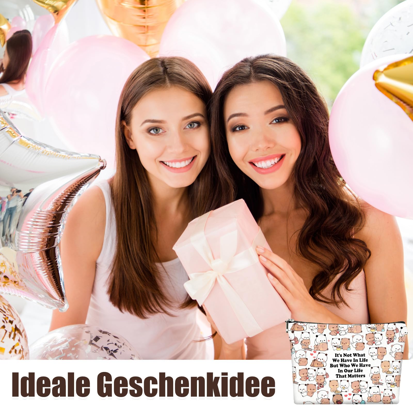 Bubu Dudu Trousse da donna Kawaii con chiusura lampo e fodera, coppia di anime da toilette da donna, pratica coppia regalo per compleanni, feste e anniversari
