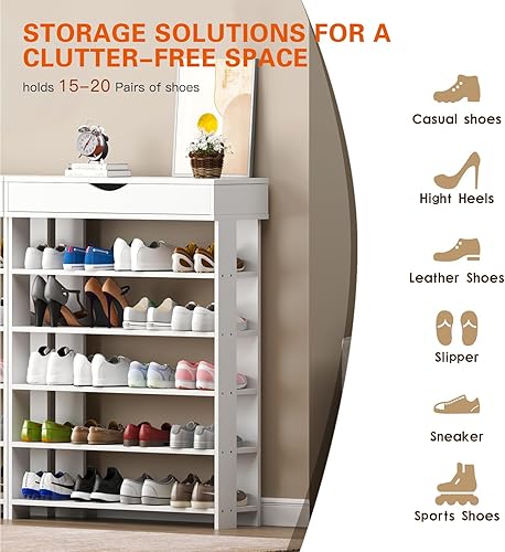 Miniatura 7 de sogesfurniture Organizador de zapatos de madera de 5 niveles con compartimento de almacenamiento, estante de almacenamiento de zapatos de 29.5