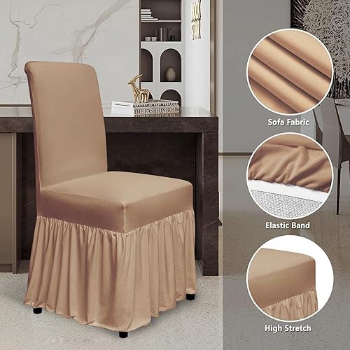 Miniatura 5 de molasofa Juego de 2 fundas para sillas de comedor, fundas elásticas para sillas con falda para cocina, protectores de asiento de cocina, decoración
