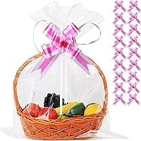 Vista 11 de UltraOutlet Paquete de 50 bolsas grandes de celofán de 18 x 24 pulgadas, cesta de regalo de celofán transparente, 2.3 mil de grosor, bolsas