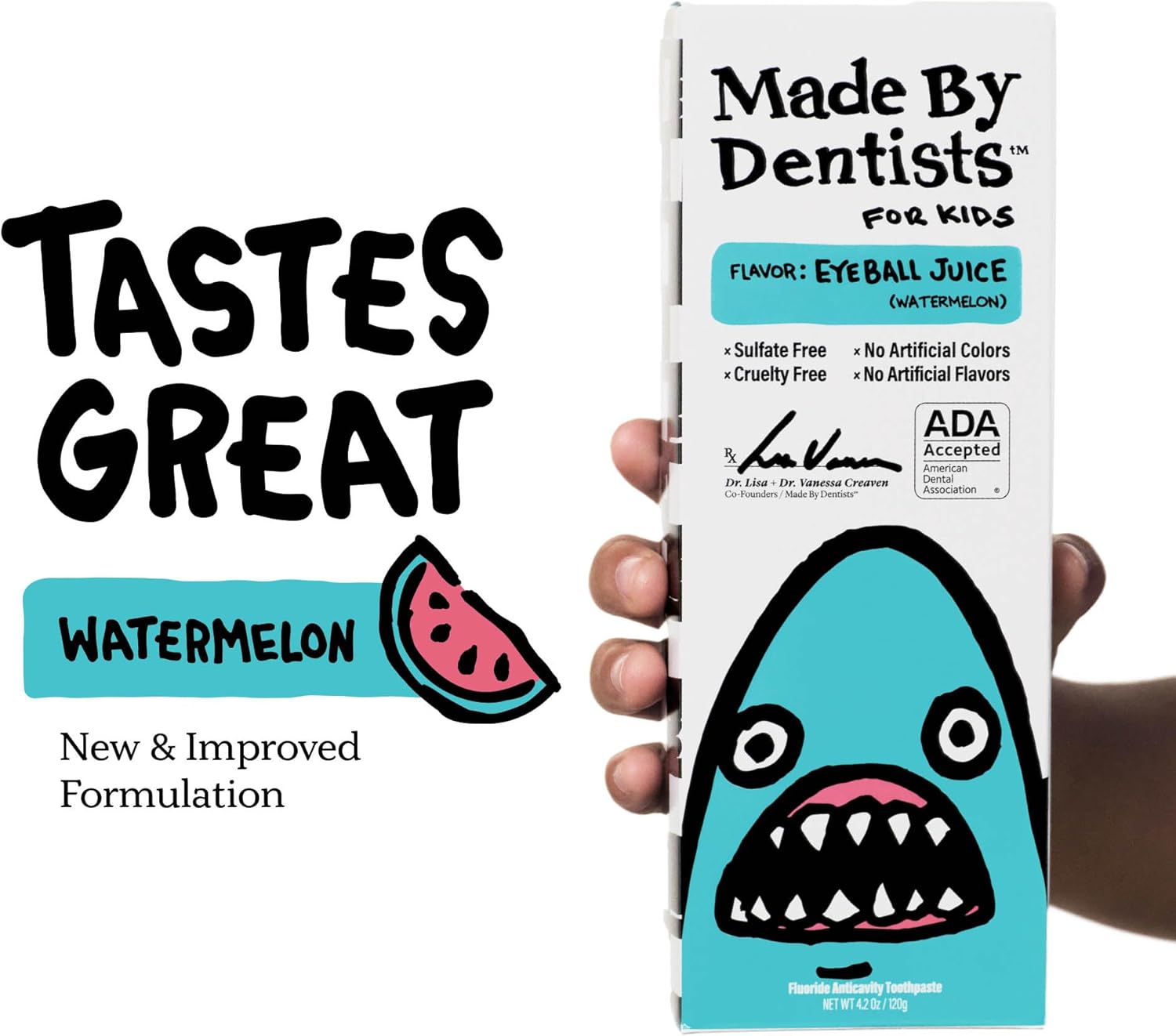 Made by Dentists Kids Fluoride Toothpaste 4-Pack - Anticavity Watermelon Children's Toothpaste, SLS-Free, Enamel Safe, Natural Flavors, Vegan & Cruelty-Free, Toddler & Kids Ages 2+, Shark