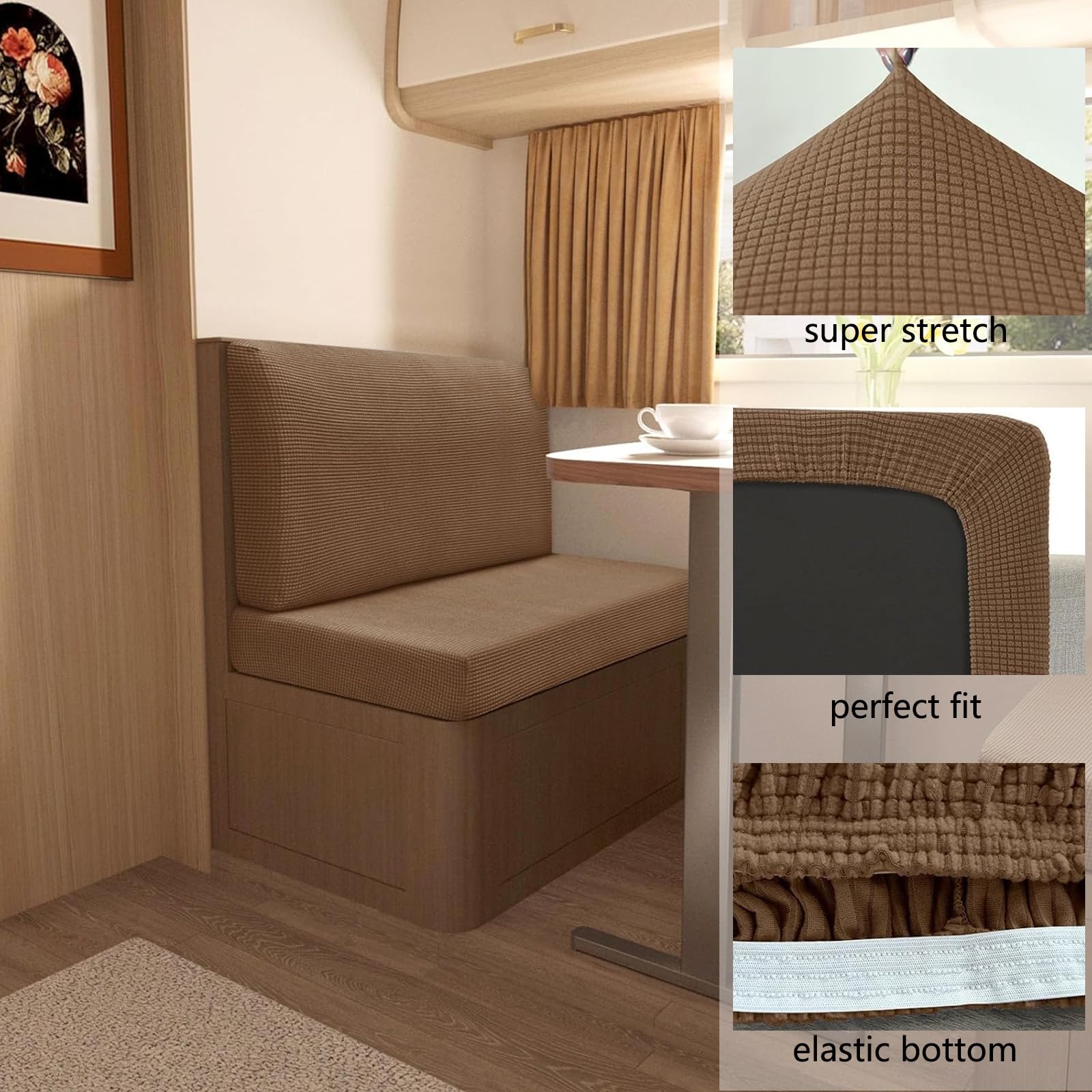 Sitzbankbezüge for Wohnmobil-Essecke – Jacquard-Einfarbig, Rundumschutz & Pflegeleicht(Dark Coffee,1pcs)