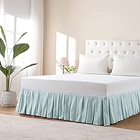 Vista 3 de Home Soft Things Falda de cama clásica de microfibra con volantes, diseño elegante de microfibra sólida envolvente con caída de 14 pulgadas, ropa