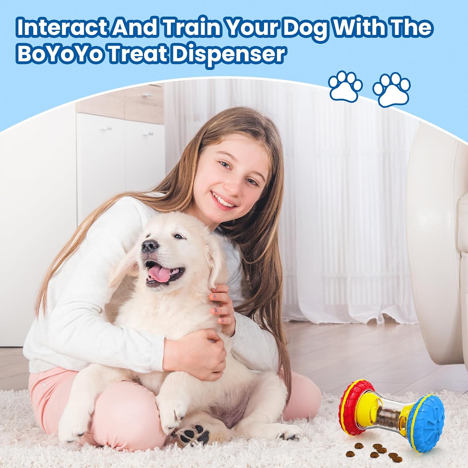 BoYoYo Interactive Dog Toys, Dog Puzzle Toys for Smart, Dog Enrichment Toy to Keep Them Busy, Treat Dispensing Toy Slow Puzzles Feeder, Blue image 4