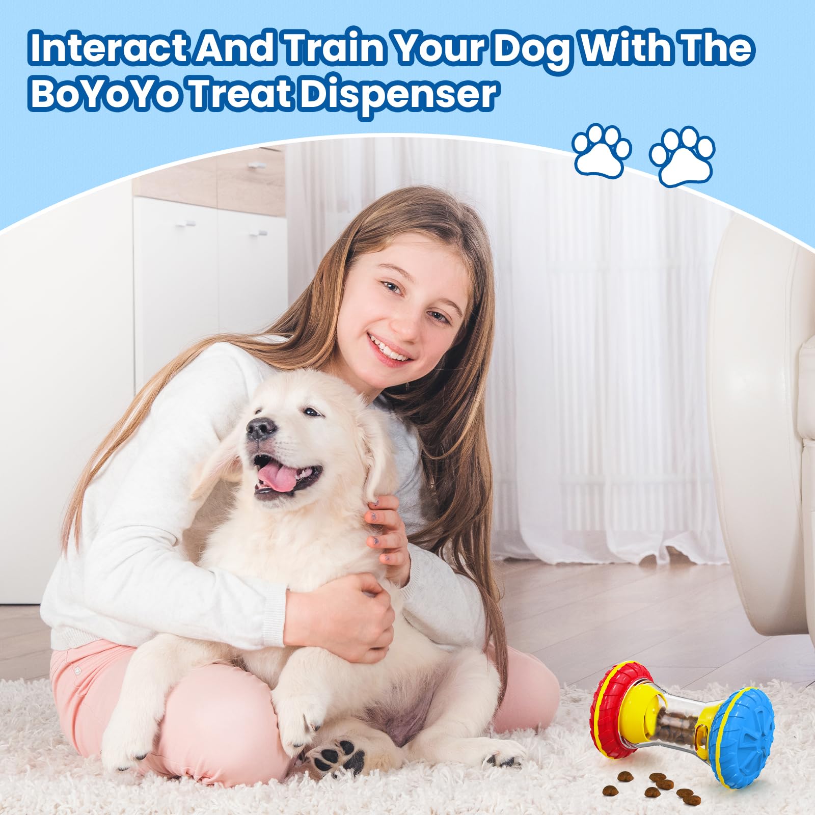 BoYoYo Interaktives Hundespielzeug, Hunde-Puzzle-Spielzeug für Smart, Hundeanreicherungsspielzeug, um sie beschäftigt zu halten, Leckerli-Dosierspielzeug Slow Puzzles Feeder, Blau