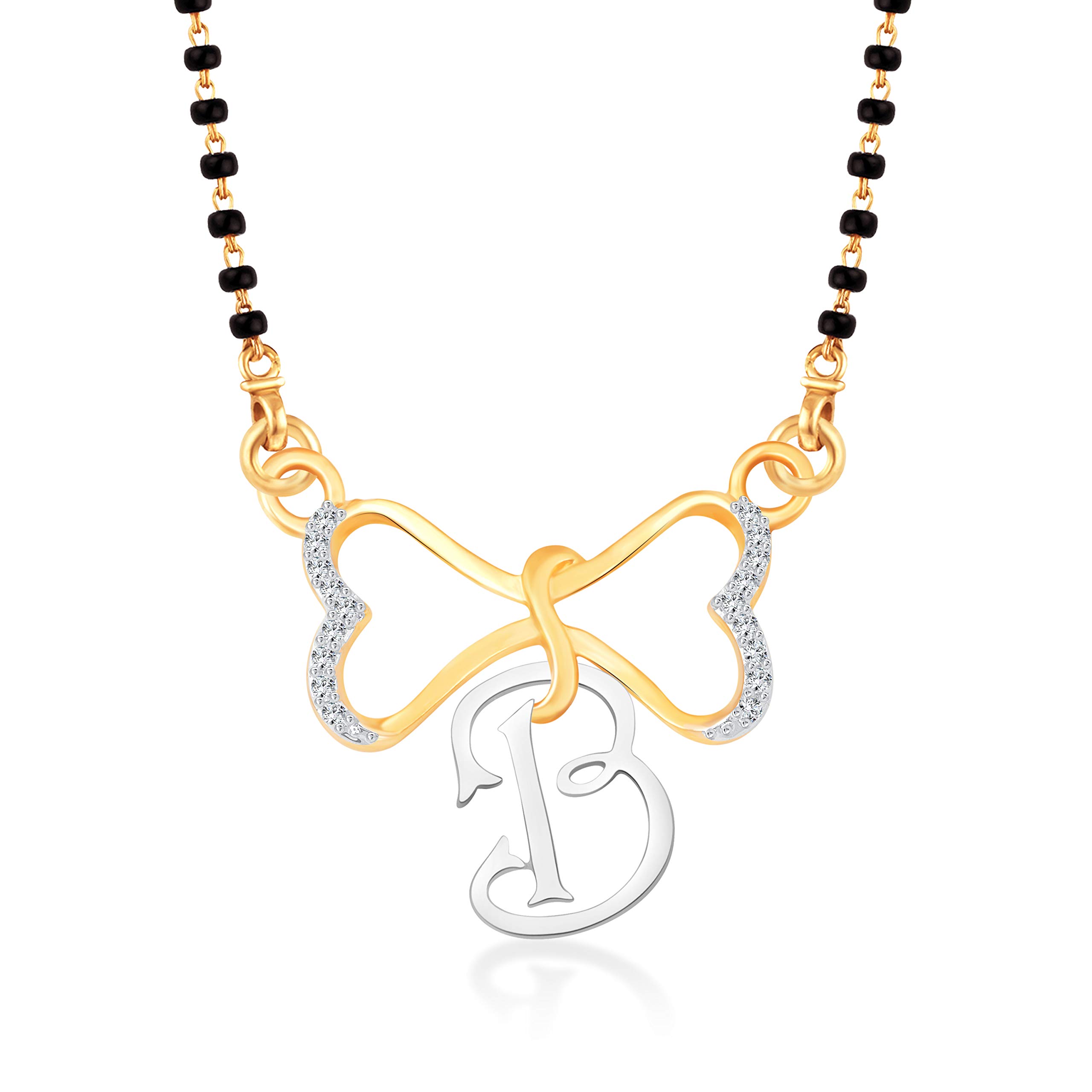 Initial LetterB Alphabet CZ Gold and Rhodium Plated Alloy Mangalsutra for Women- [VF1236MSPG]-image-39