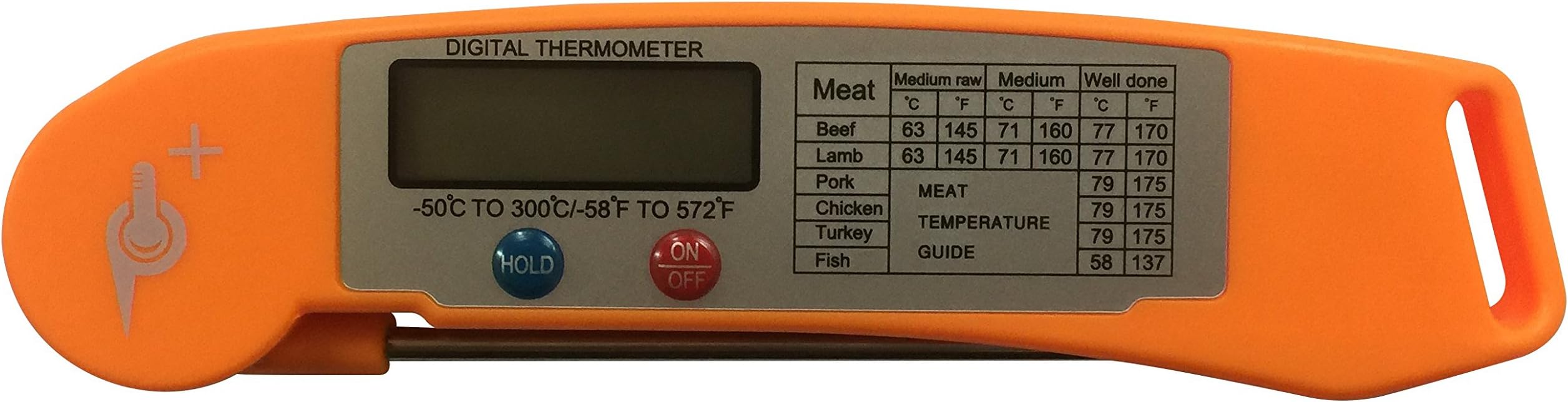 ✮OFFICIAL✮ Thermaspike- Ultra Fast Food And Meat Thermometer And Temperature Gauge - Free Battery (Orange with Magnet)