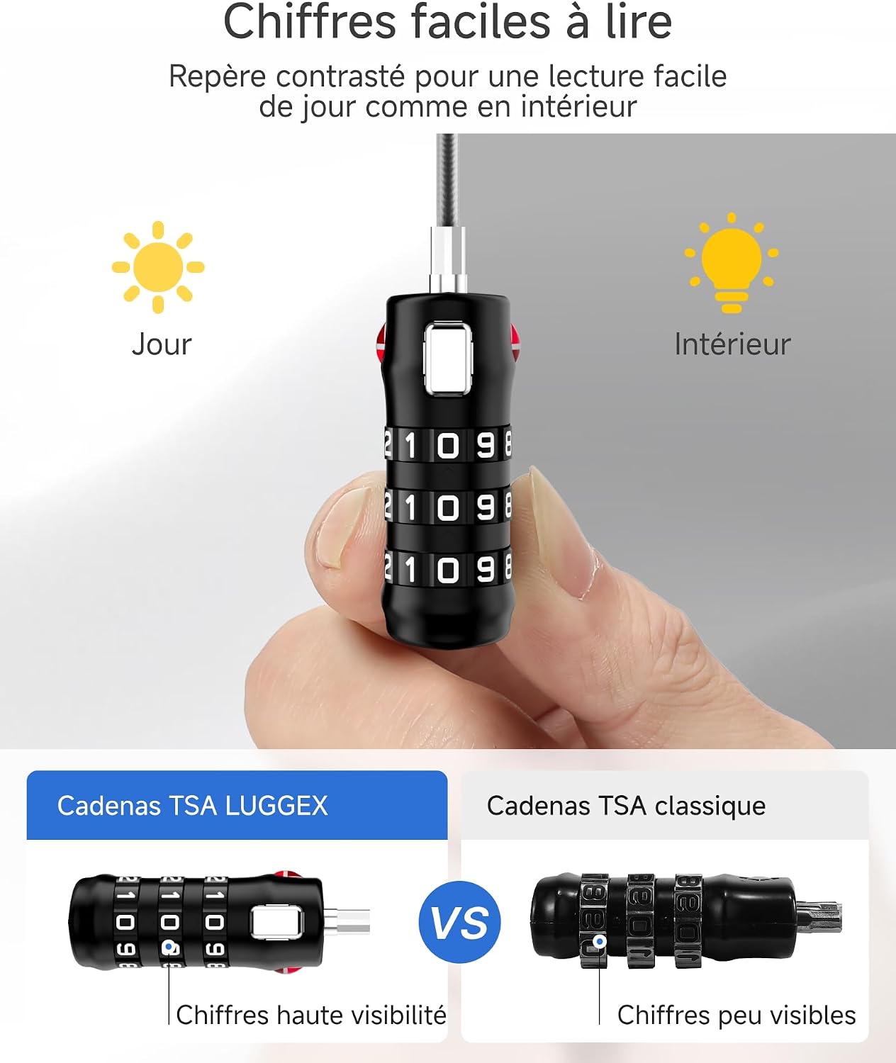 LUGGEX TSA Locks for Luggage, Luggage Locks, Suitcase Locks TSA Approved | Travel Locks, Gift Box, Ease of Use & Durable (Black, 4 Pack)