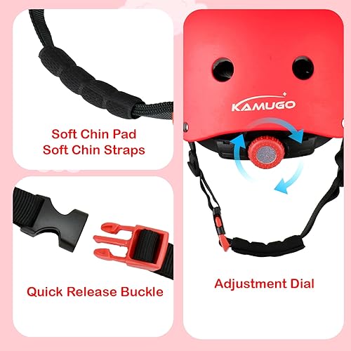 Miniatura 5 de KAMUGO Casco para niños, casco ajustable para niños, certificado CPSC para niños de 3-88-14 años de edad- Casco de seguridad para ciclismo, patinaje