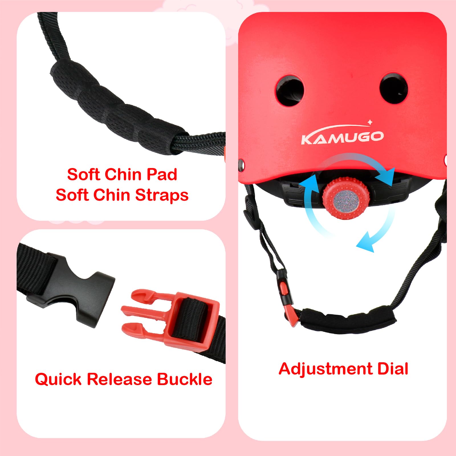 KAMUGO Casco de Bicicleta para niños, Casco para niños de 2 a 8 años, con Equipo de protección Deportivo, Rodilleras, Coderas y muñequeras para monopatín, Ciclismo, Patinete