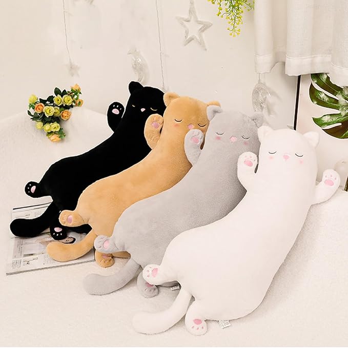 Almohada Corporal Larga Forma de Gato Relleno Fibra de Poliéster 60 cm miniatura 2