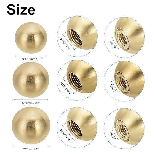 Miniatura 49 de PATIKIL Perilla de tapas de lámpara de bola de latón de 0.689 in/0,69 pulgadas, juego de 4 unidades, pantalla de lámpara, decoración superior