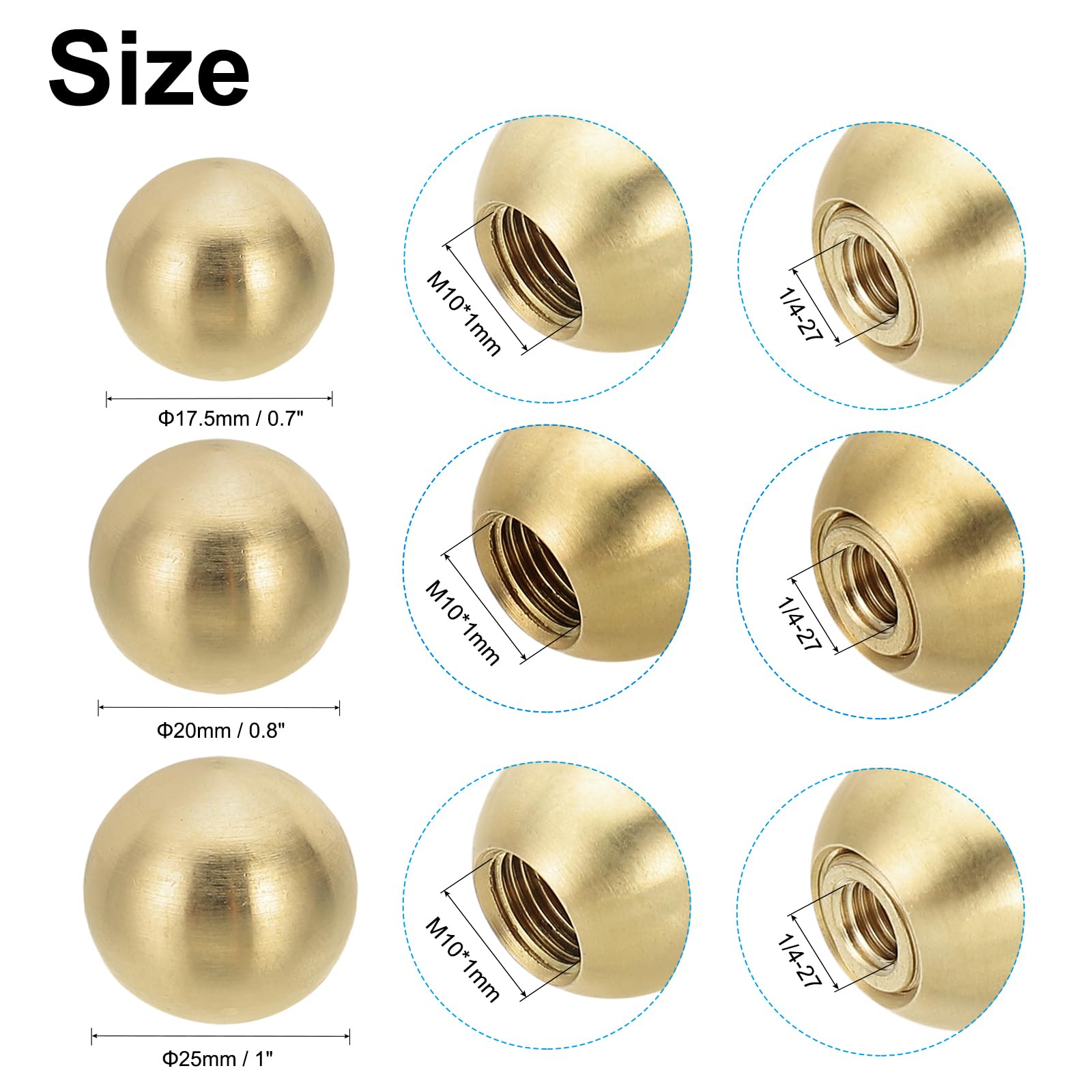 PATIKIL 17.5mm 20mm 25mm Ball Lamp Finials Caps Knob - Image 2
