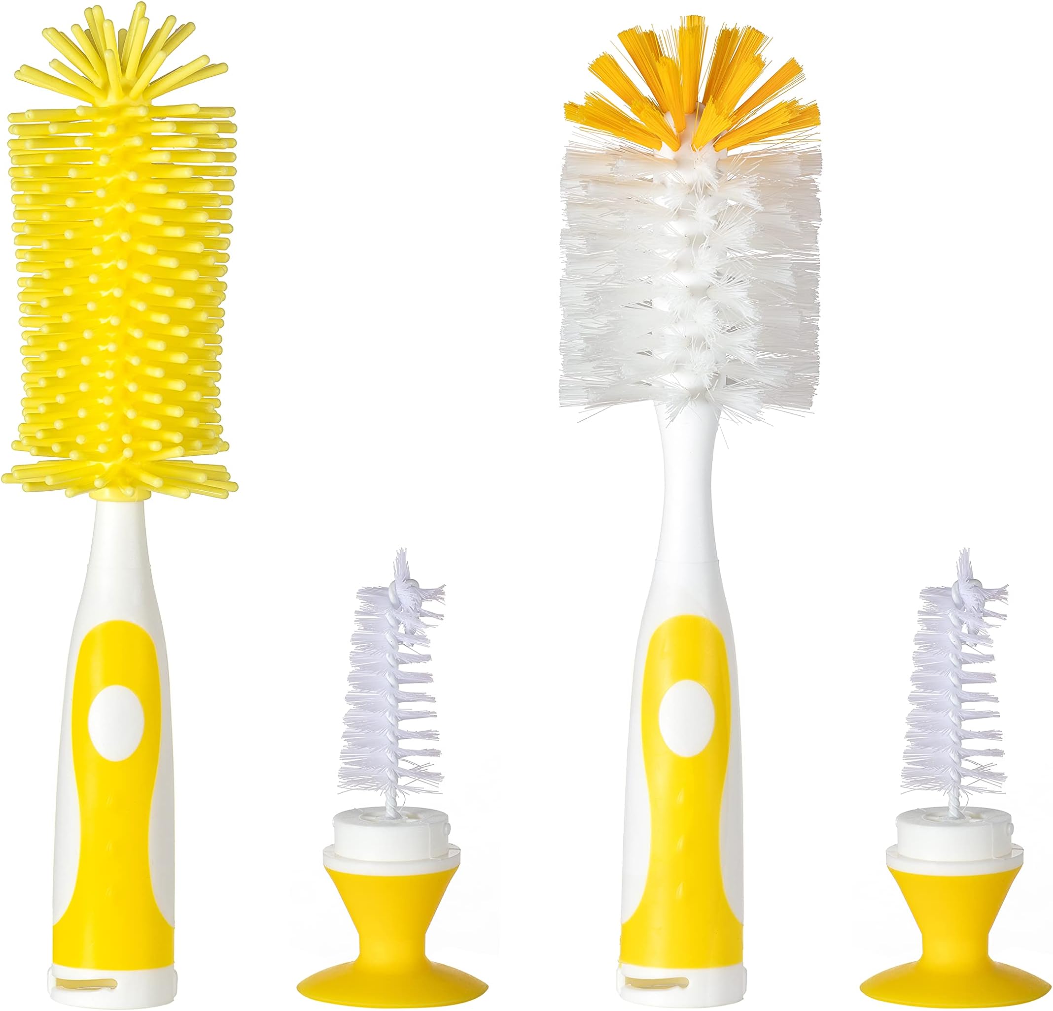 Chemimoso Multifunctional Cleaning Brush, Baby Bottle Brush, Bottle Brush Cleaner, Rotate The Suction Cup to Obtain The Small Bristle Brushes, Set Z, Yellow, Silicone and Nylon Brush