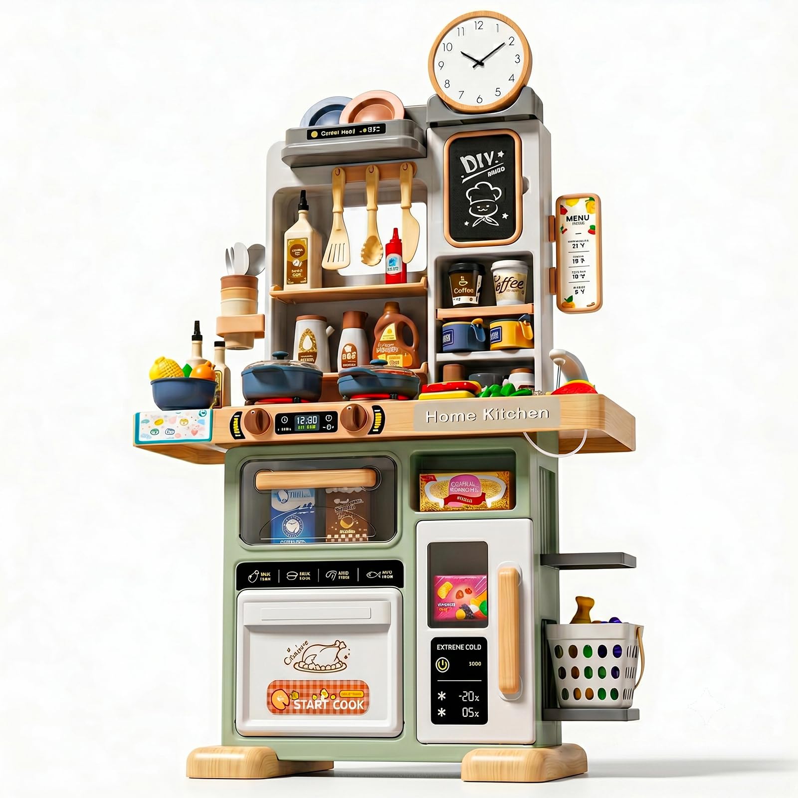 Eohemeral 33.8IN - 70PCS Kids Kitchen Playset with Sound & Light