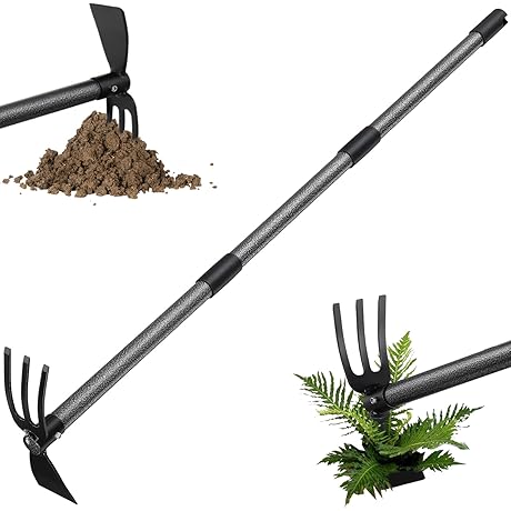 45" Long-Handled Hoe Cultivator 2-in-1 Garden Tool