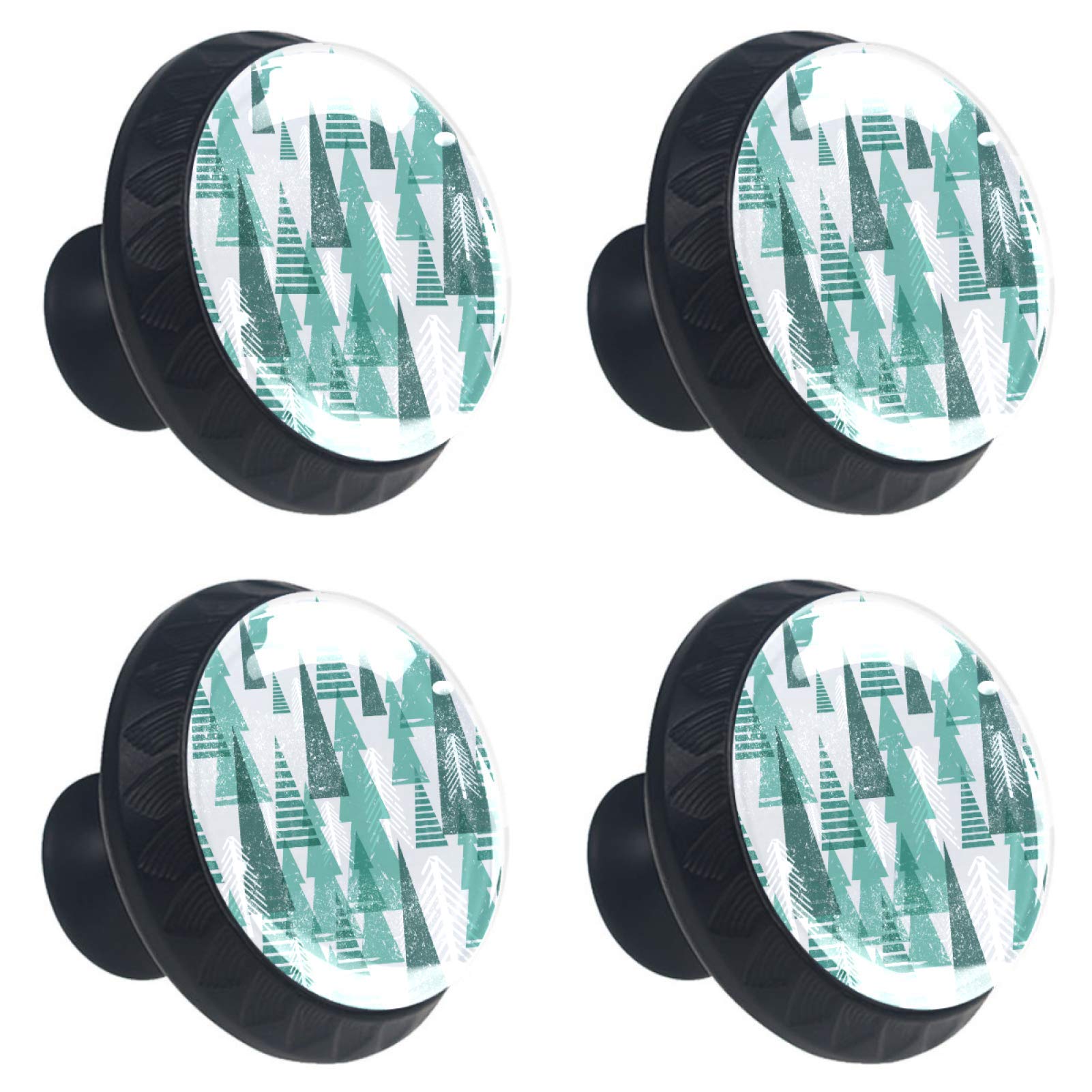 Boutons de tiroir en cristal forêt d'hiver 30 mm | Lot de 4 poignées pour meubles