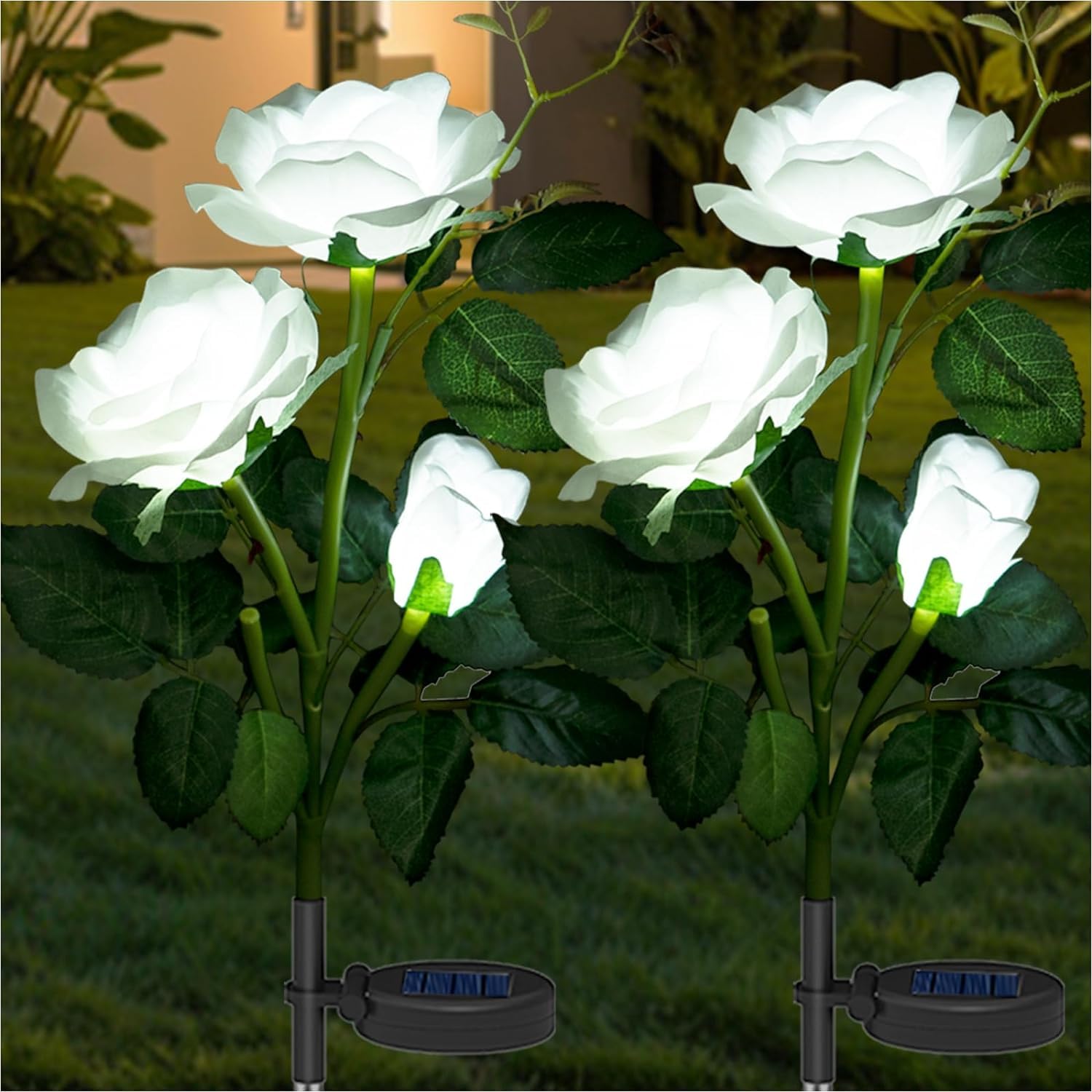 BeFunky Solar Garden Lights Outdoor Decor for Yard LED Flowers Lamp Pathway Patio Waterproof Decorations, Roses Solar Powered Decorative Path/Landscape Lighting (Pack of 2) White (B0CP2FRBTF) Amazon Price History, Amazon Price Tracker