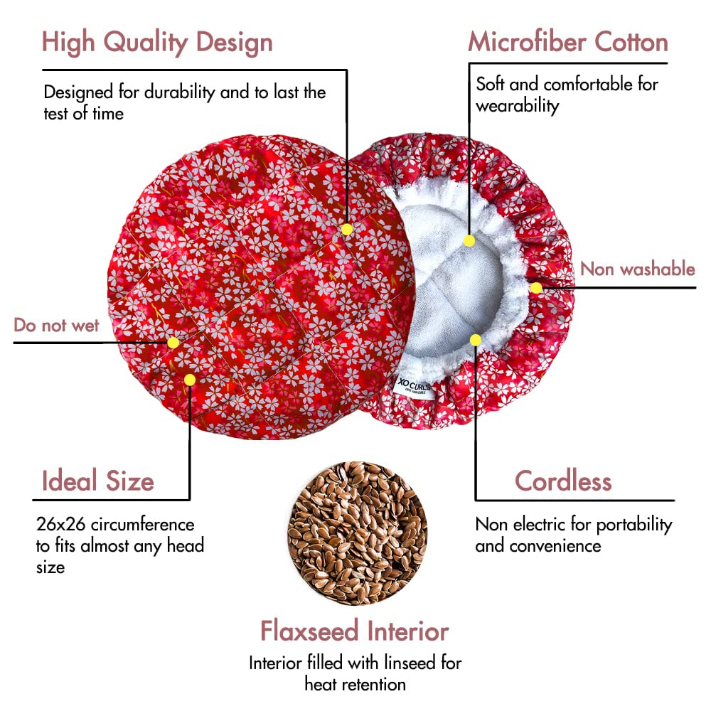 XO Curls Microwavable Deep Conditioning Micro-Cotton Heat Cap with Flaxseed, For Hair Spa Hair Steaming Experience at Home 2