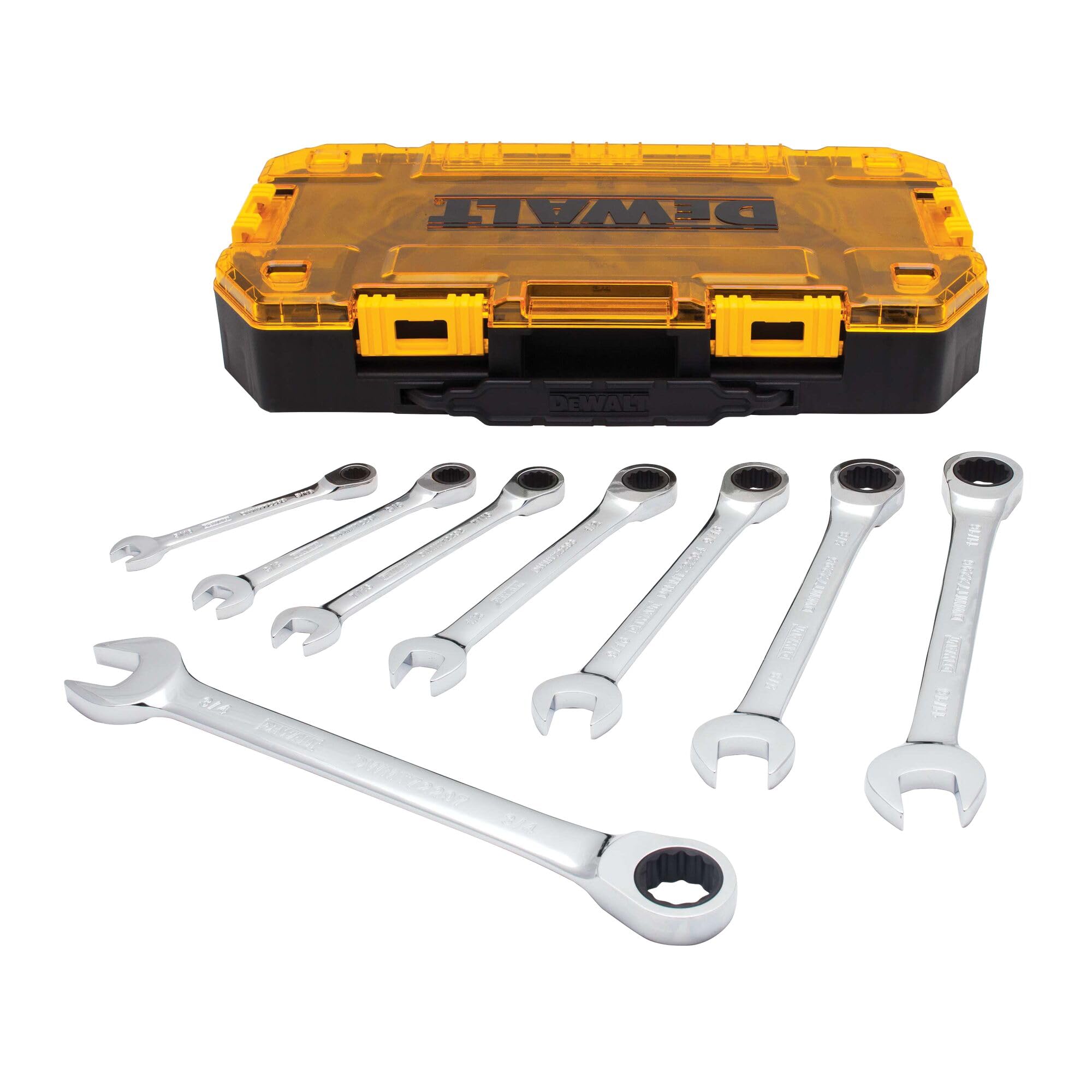 Dewalt Combination Ratcheting Wrench Set, 8-Piece Sae (Dwmt74733)
