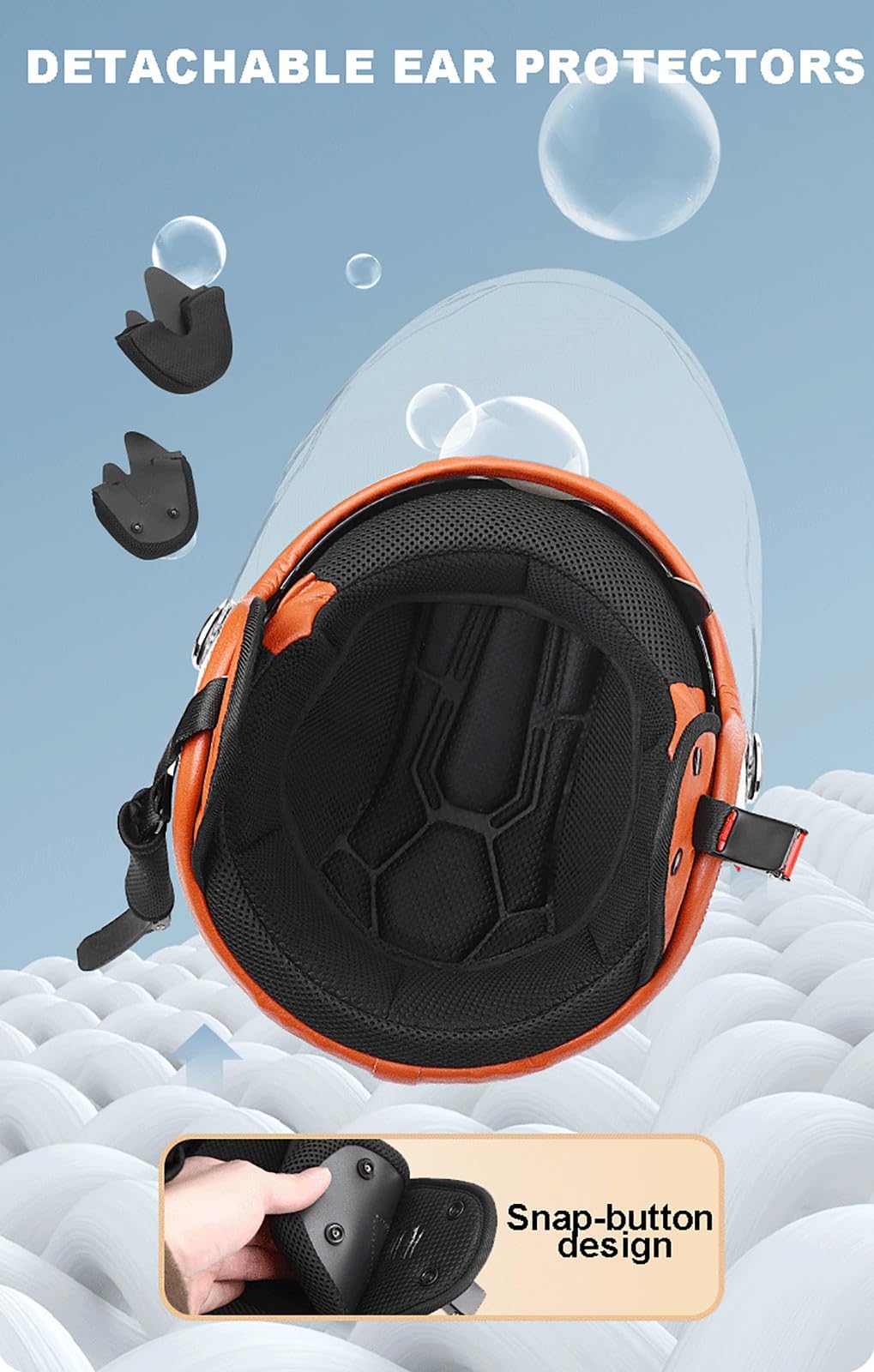 Demi-casque de moto pour adultes, homologué DOT et ECE, casque ouvert avec visière solaire rétractable et boucle à dégagement rapide pour hommes et femmes. 1,L=57-58CM