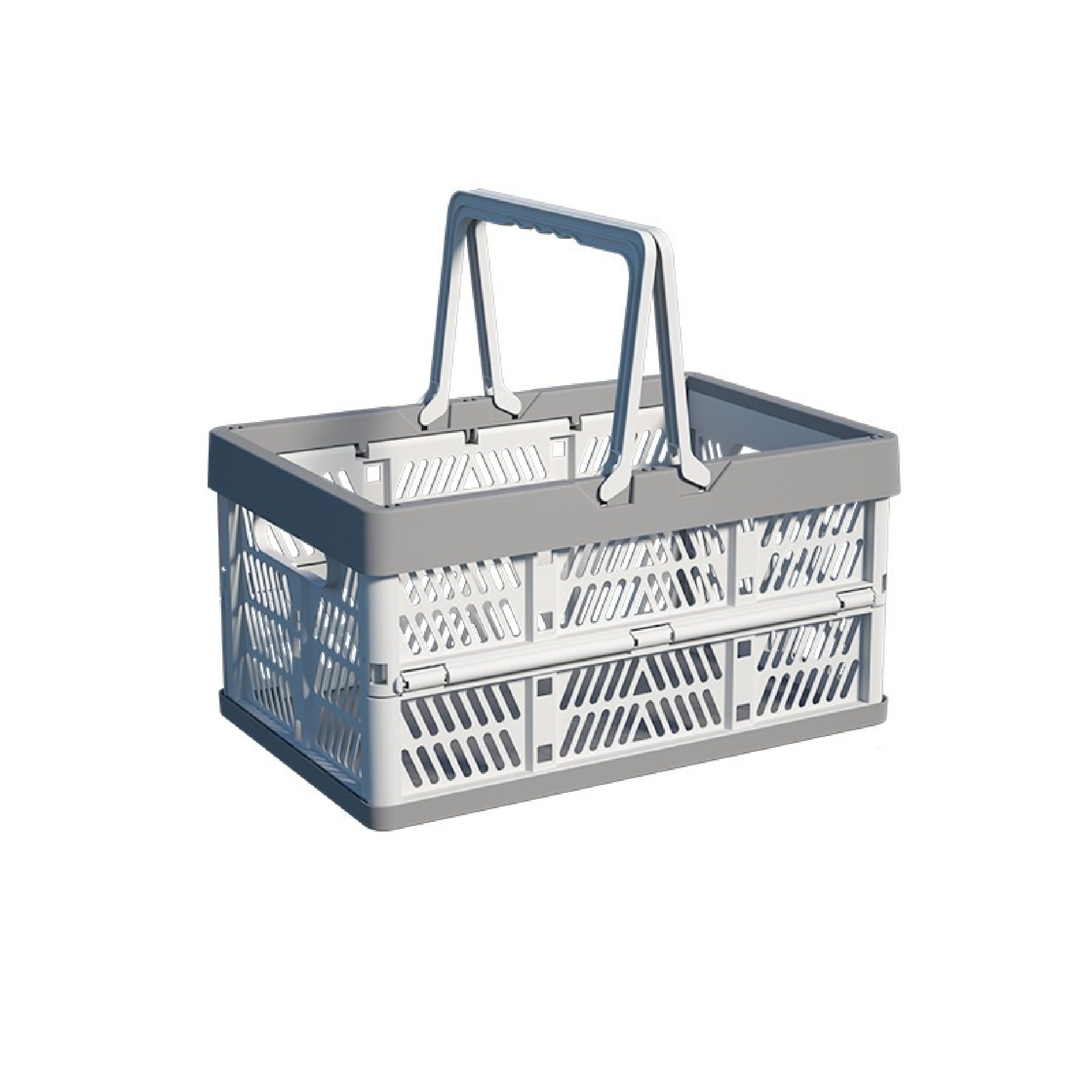 jvcv® collapsible storage bins with handles – stackable folding crates for home & office | multipurpose organizer box for clothes toys books (grey, small - single)