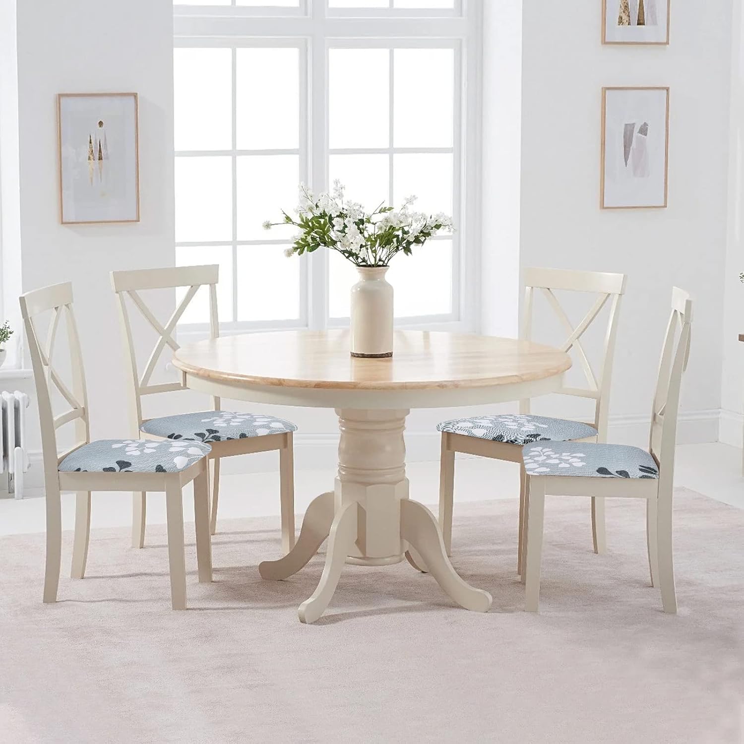 SearchI Stretch Dining Chair Seat Covers Set of 6, Water Repellent Seat Covers for Dining Chairs Set of 6(Leaf Pattern)