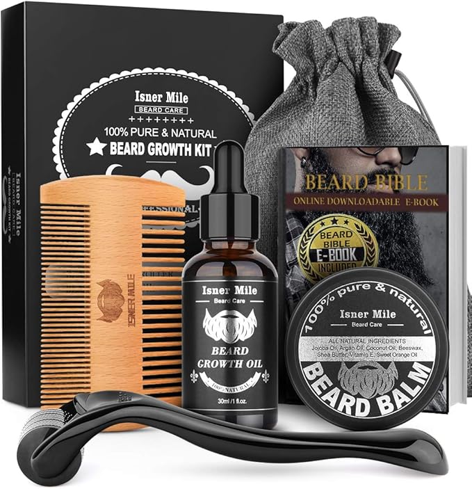 Beard Growth Kit, Beard Roller Kit for Beard & Mustache Facial Hair