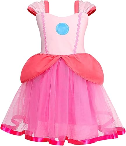 Eledobby Princess Pink Costume Dress for Girls Halloween Cosplay Outfits Birthday Party Fancy Toddler Dress Up