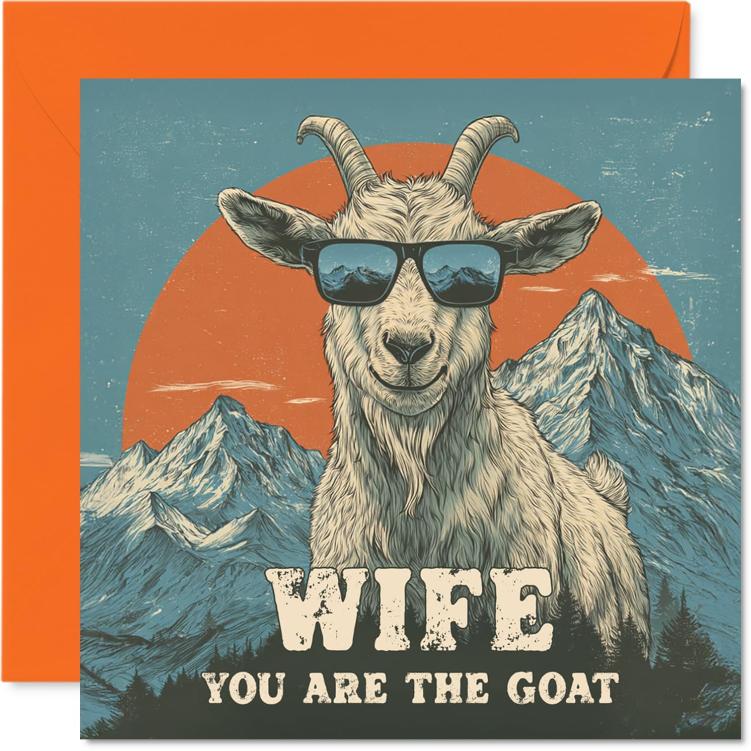 Wife Birthday Card - You Are The Goat - Happy Birthday Card for Wife from Husband Partner, 145mm Funny Animal Bday Greeting Cards