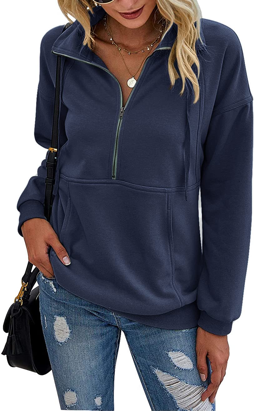 PRETTYGARDEN Women's Casual Long Sleeve Sweatshirt Half Zip Pullover Tops