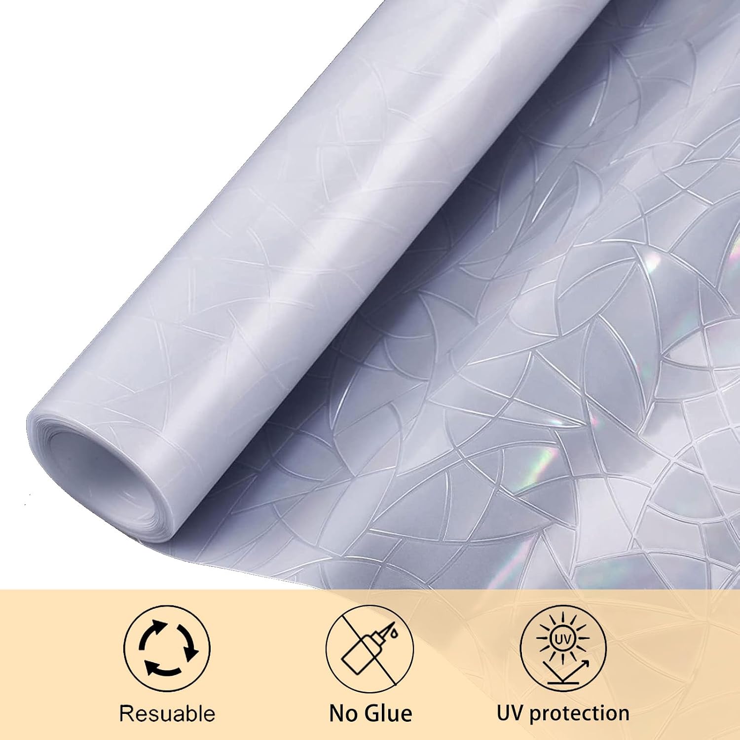 Nuxovilar Stained Glass Morning Glory Window Film, 17.7x39.4 Inch Blue-Purple Floral Vine PVC Static Cling No Adhesive Removable UV Blocking Privacy Film (Crescent)