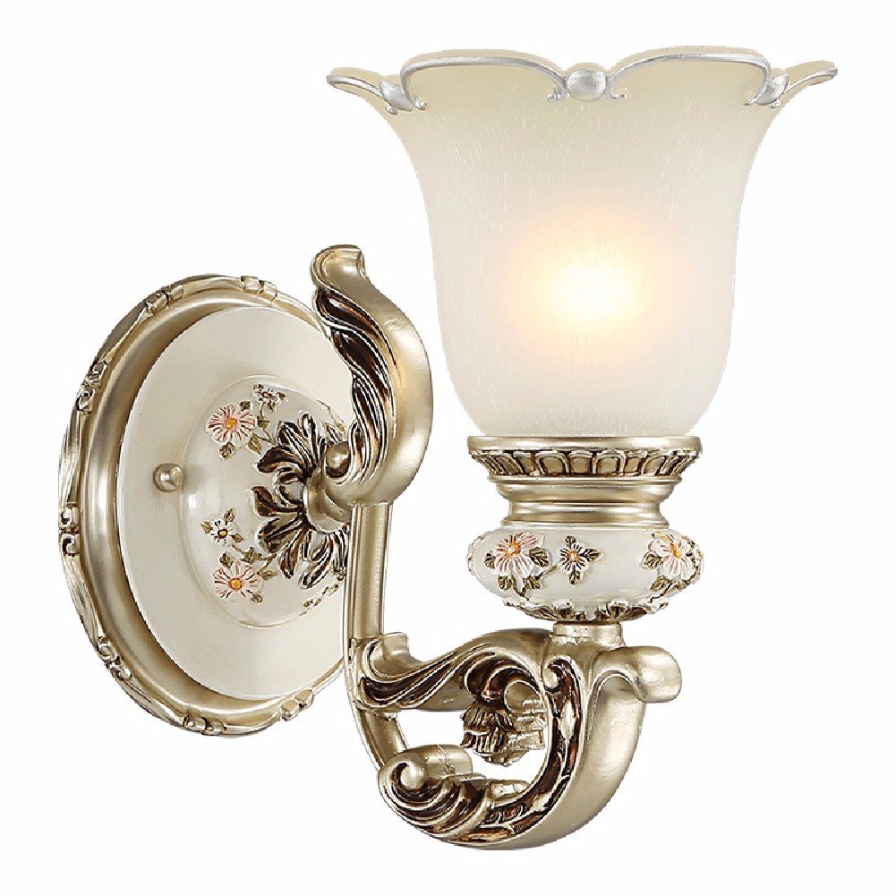 ZPSPZ Wall Lamp European Wall Lamp Bedside Bedroom Simple Glass Single Head Living Room Lamps and Lanterns