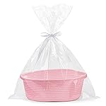 Pro Goleem Small Woven Basket with Gift Bags and Ribbons Durable Baskets for Gifts Empty Small Rope Basket for Storage 12X 8 X 5 Baby Toy Basket with Handles, Pink