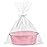 Pro Goleem Small Woven Basket with Gift Bags and Ribbons Durable Baskets for Gifts Empty Small Rope Basket for Storage 12X 8 X 5 Baby Toy Basket with Handles, Pink