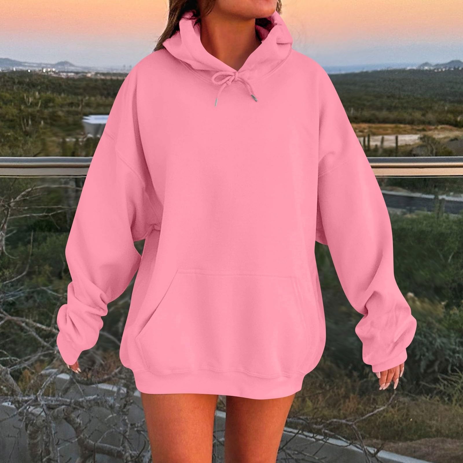 Felpa Donna Con Cappuccio Top Lungo A Manica Lunga Tinta Unita Maglione | Maglioni Da Donna Oversize Basic Pullover Hoodie Con Coulisse Sweatshirt Morbida Sweater Caldo Inverno Felpe Con Tasca