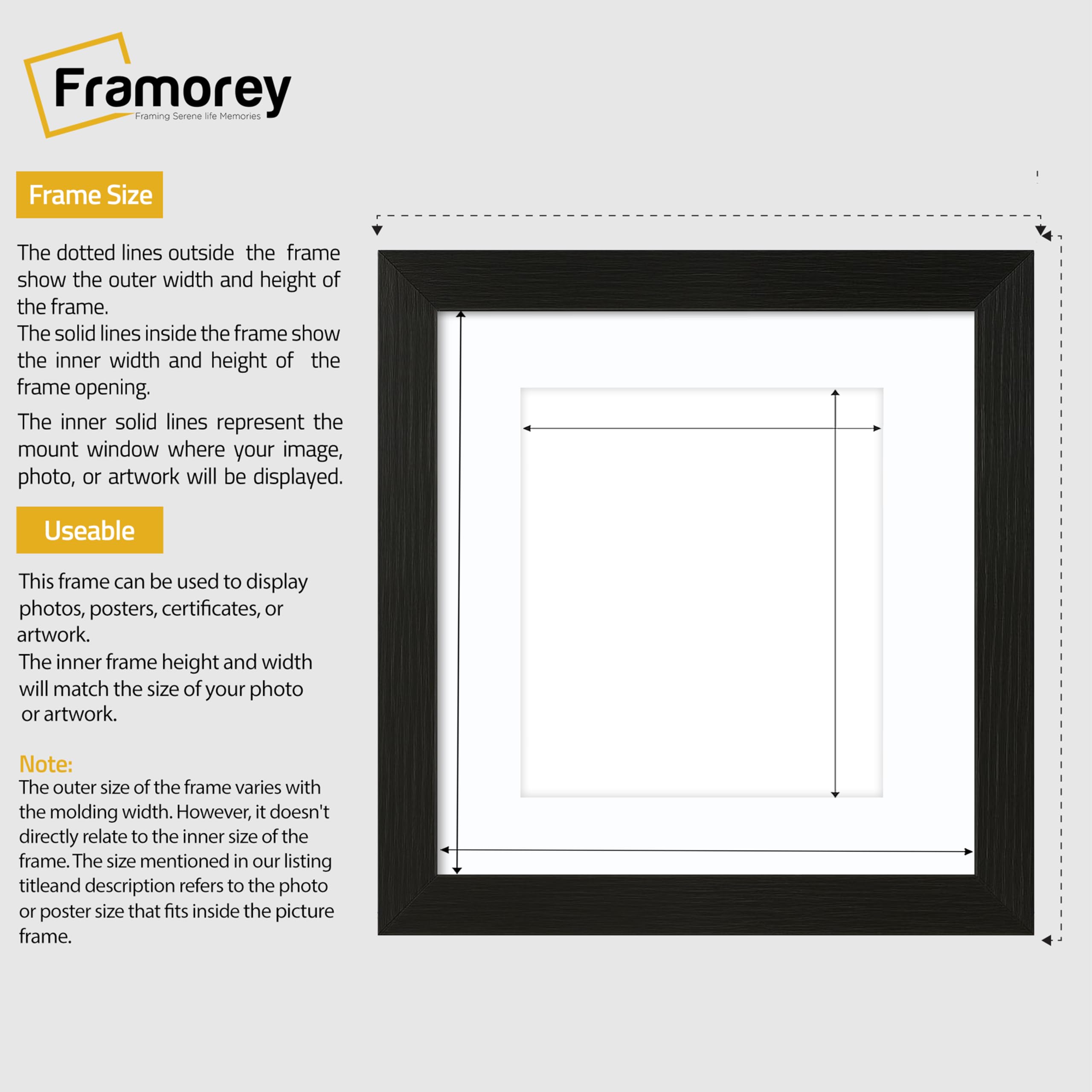 FRAMOREY Square Oxford Flat Wooden Effect Picture Frame, 27x27