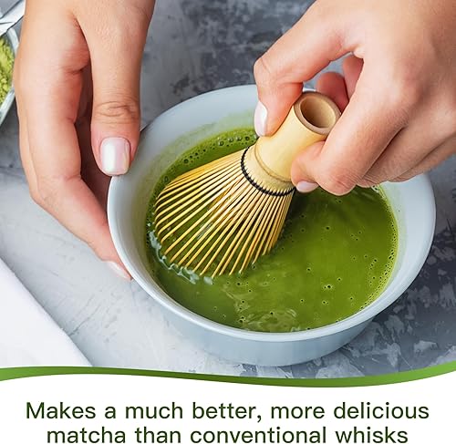 Miniatura 7 de Juego de batidores de matcha, batidor tradicional japonés de bambú Chasen, tamiz Matcha y cuchara de té, bambú 100% natural, kit completo