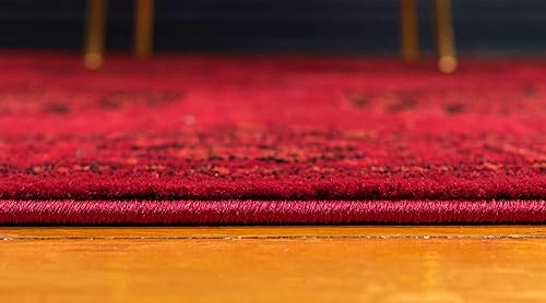 Miniatura 4 de Unique Loom Tekke Collection - Alfombra tradicional saturada tradicional sobre teñida, 8 pies 0 pulgadas x 11 pies 0 pulgadas, rojonegro