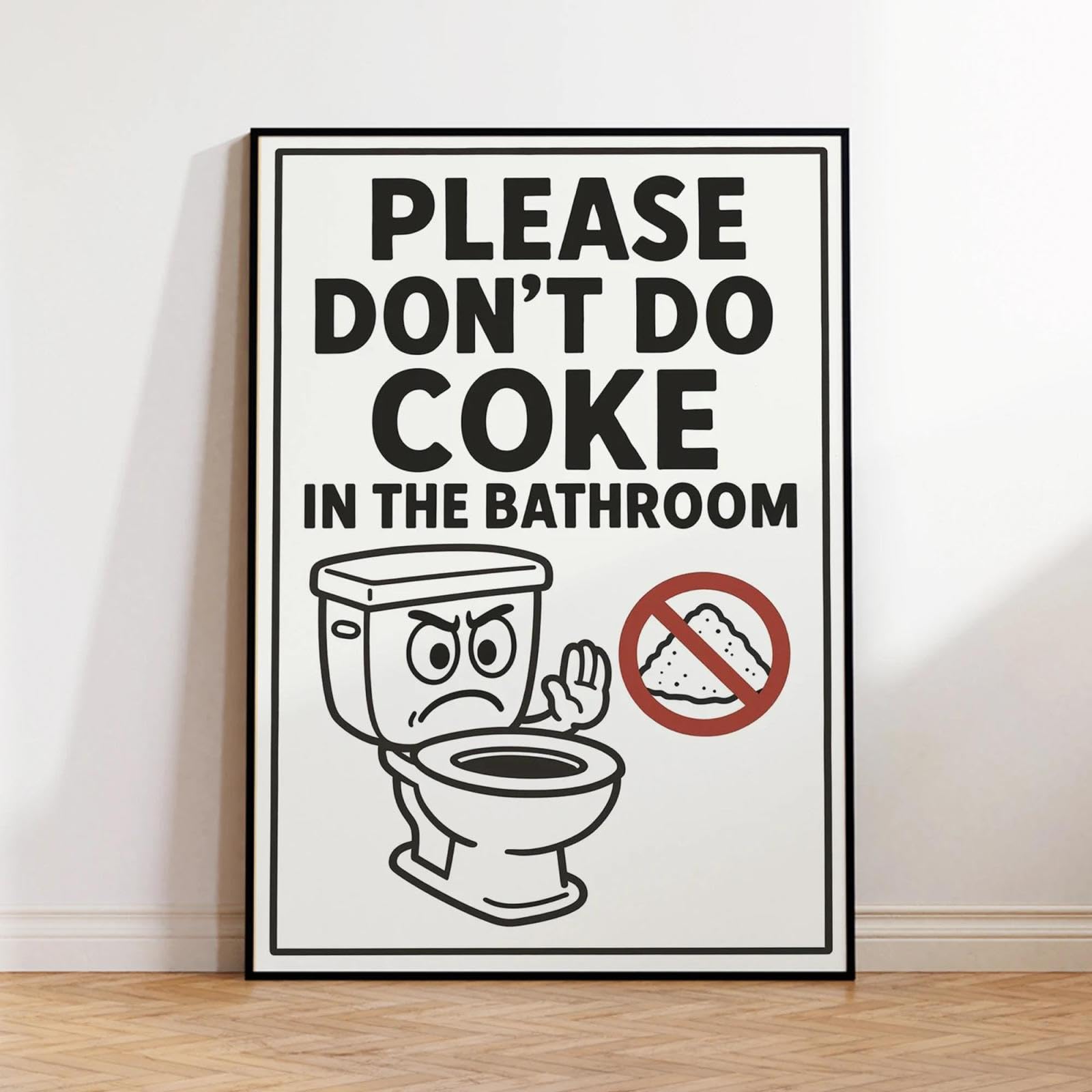 Baibexing Modern Please Don'T Do Coke In The Bathroom Wall Art Print Canvas Painting Poster Picture For Bathroom Home Decor 60X90Cm Unframed