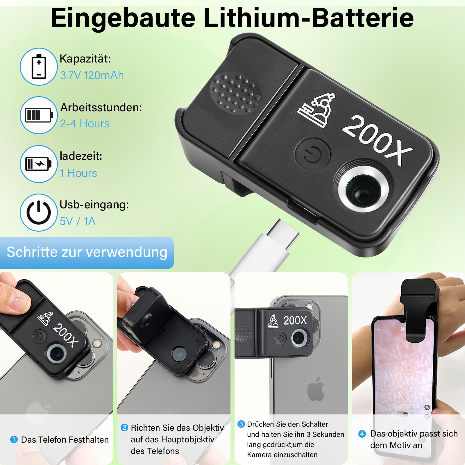 HidWee 200x Handy Mikroskop mit CPL, Mini-Mikroskop Lupe für Smartphone Kamera mit LED, Taschenmikroskop für Explore Micworld Digitales Kompatibel mit iPhone/Samsung/Xiaomi